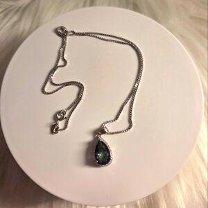 Elegant Silver 925 Moissanite Necklace with Teardrop Pendant